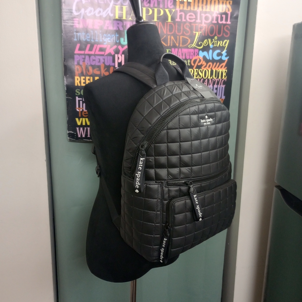 Kate Spade Black Quilted Nylon Backpack!. - Picture 2 of 8